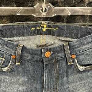 For All Mankind jeans; 27x 32; Pink stitching on back pockets.